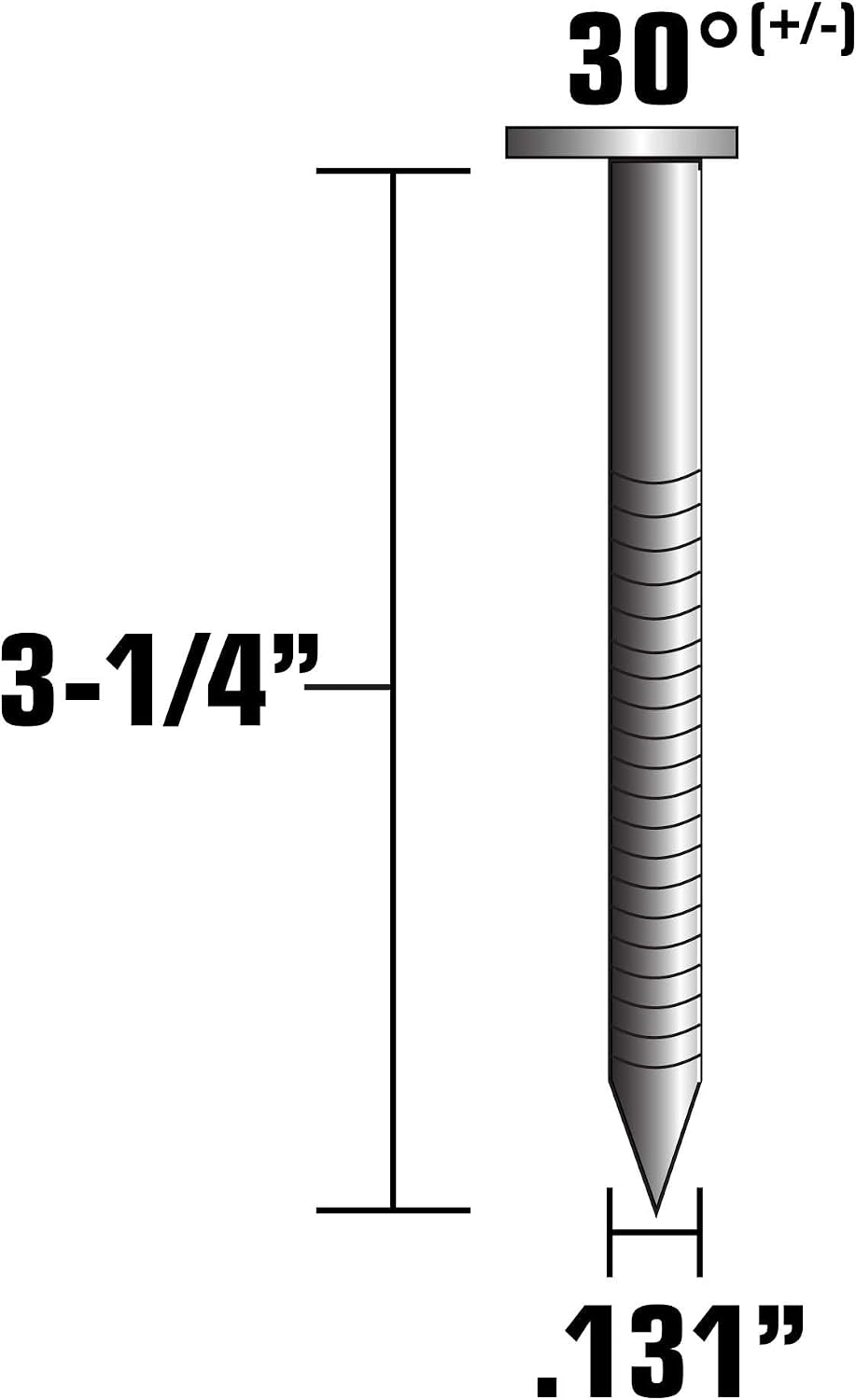 Metabo HPT 15143HPT Hot Dipped Galvanized Clipped Head Paper Tape Framing Nails 3-1/4' x .131 Rg | 2500 Count