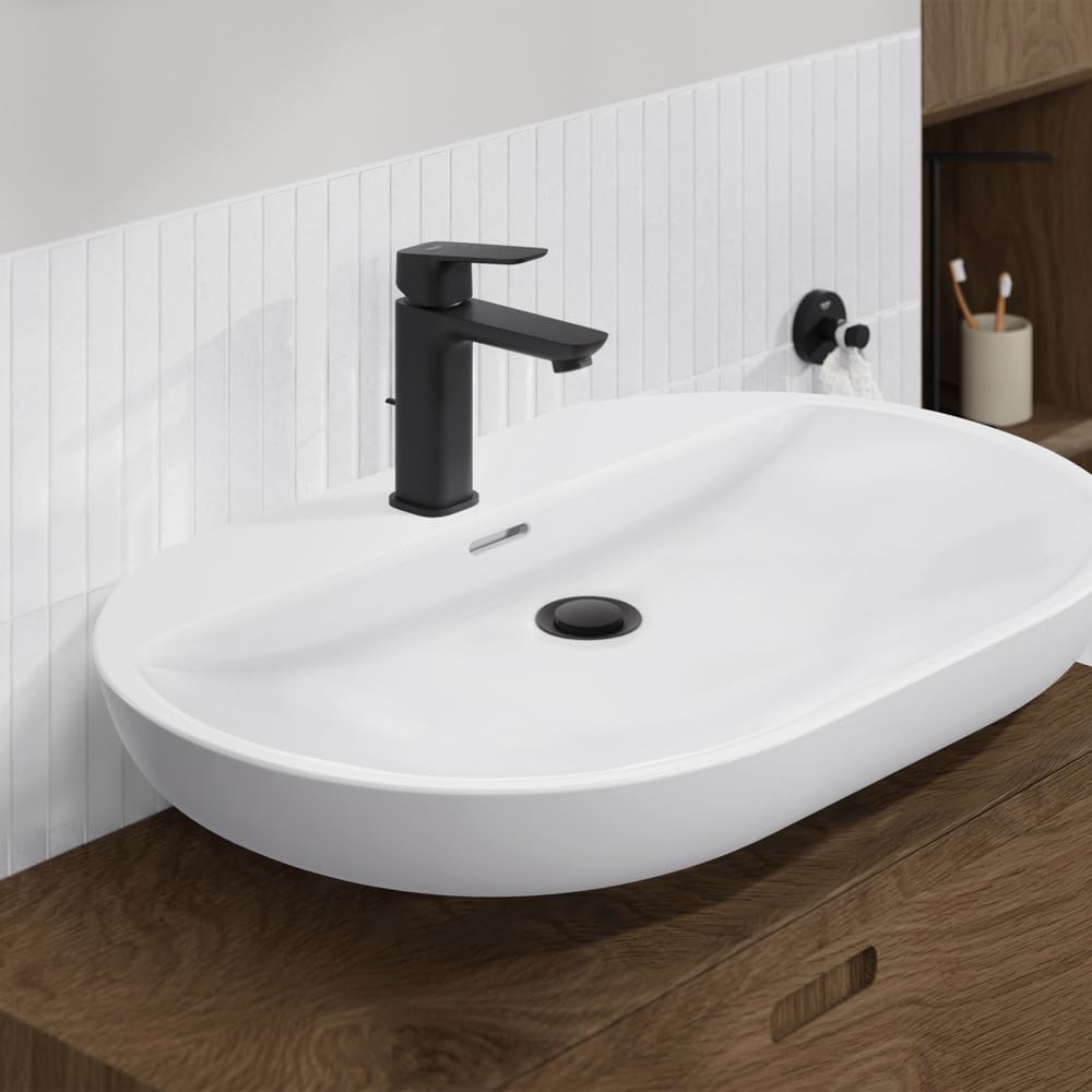 Grohe 1018992430 Cubeo Single Hole Single Handle S-Size Bathroom Faucet, Less Drain, 1.2 GPM, Matte Black