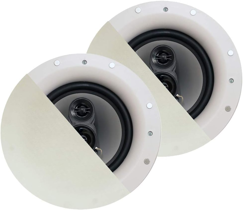 Acoustic Audio by Goldwood CSic84 Frameless 8' in Ceiling 5 Speaker Set 3 Way Home Theater Speakers, White, (Model: CSic84-5S)