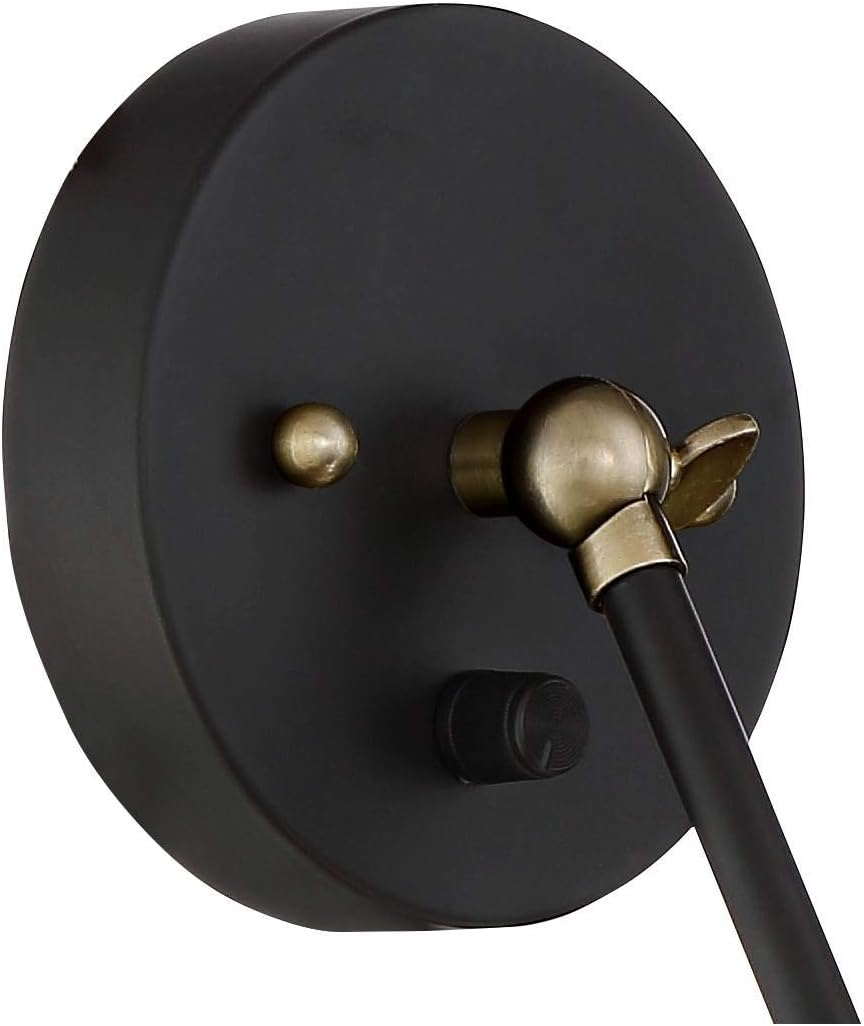 360 Lighting Wray Modern Indoor Adjustable Swing Arm Wall Lamp with Cord Set of 2 Black Antique Brass Plug-in Light Fixture Dimmable Metal Shade for Bedroom Bedside House Reading Living Room