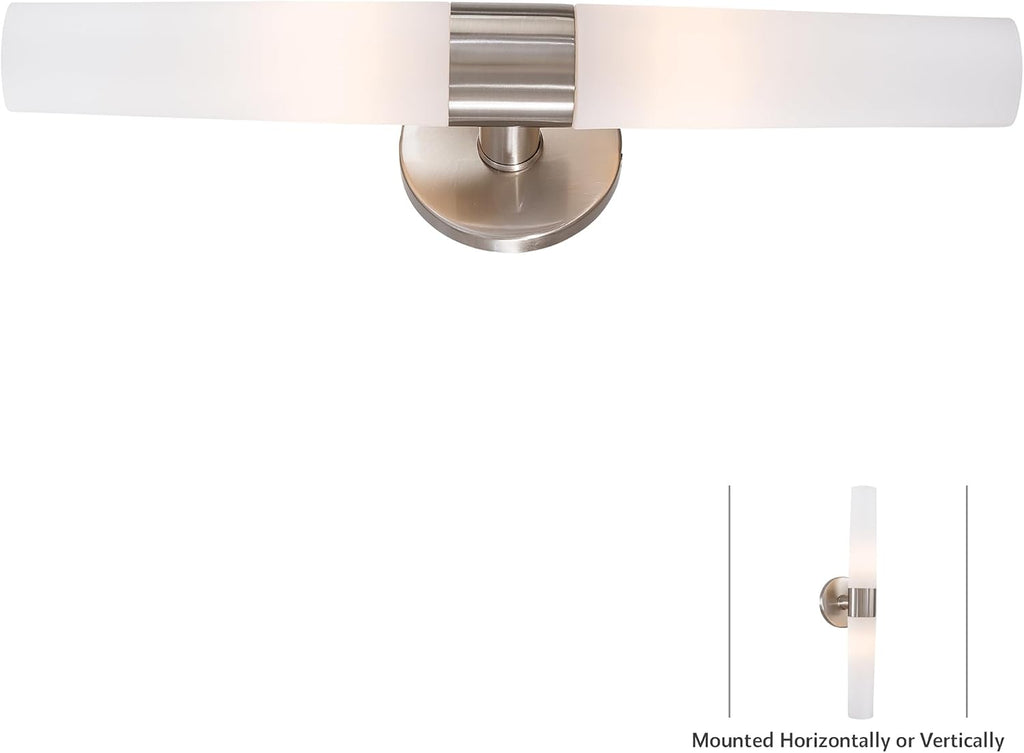 GEORGE KOVACS P5042-084 Saber Vanity Bath Light, 2-Light, 120 Total Watts, 4.75-in H x 20-in W, Brushed Nickel