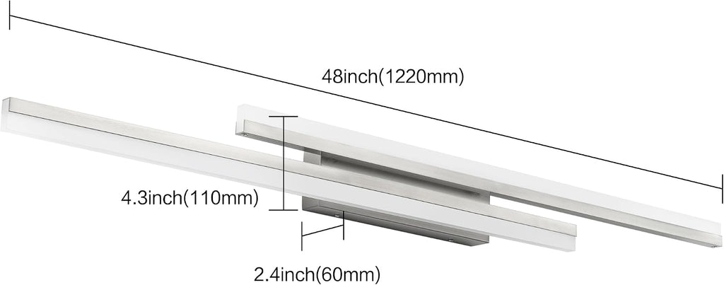 PRESDE 48 Inch LED Bathroom Vanity Light Bar, Brushed Nickel Bathroom Light Fixtures Modern Vanty Lighting Over Mirror 5CCT