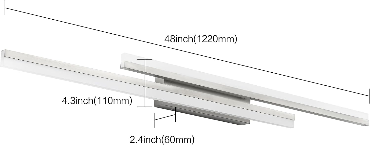PRESDE 48 Inch LED Bathroom Vanity Light Bar, Brushed Nickel Bathroom Light Fixtures Modern Vanty Lighting Over Mirror 5CCT