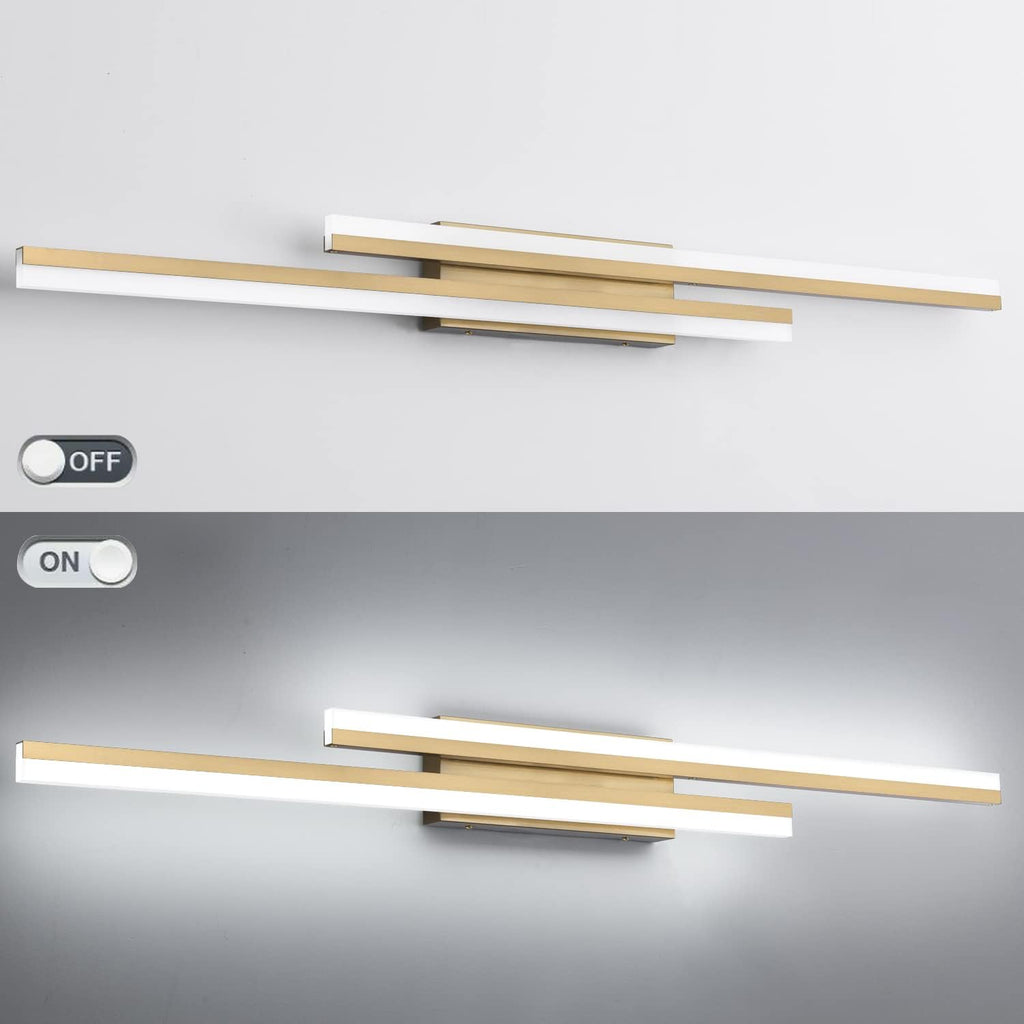 PRESDE 48 Inch Bathroom Light Fixtures Brushed Gold Vanity Light Bar LED Modern Bath Lighting Over Mirror Dimmable