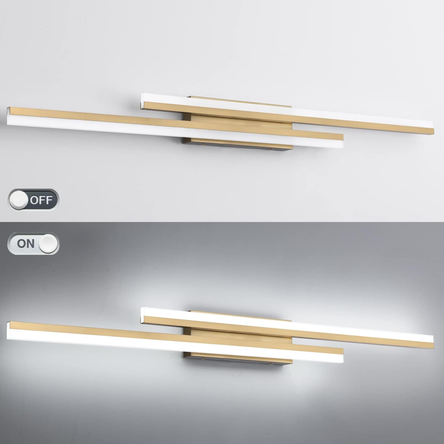 PRESDE 48 Inch Bathroom Light Fixtures Brushed Gold Vanity Light Bar LED Modern Bath Lighting Over Mirror Dimmable