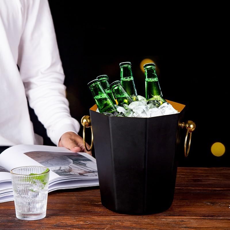 Ice Container Ice Bucket For Party, Stainless Steel Ice Bucket, Wine Cooling Bucket, Beer Champagne Cocktail Ice Bucket Ice Buckets for Parties(B)