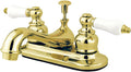 Kingston Brass KB602PL Restoration 4-Inch Centerset Lavatory Faucet with Porcelain Lever Handle, Polished Brass