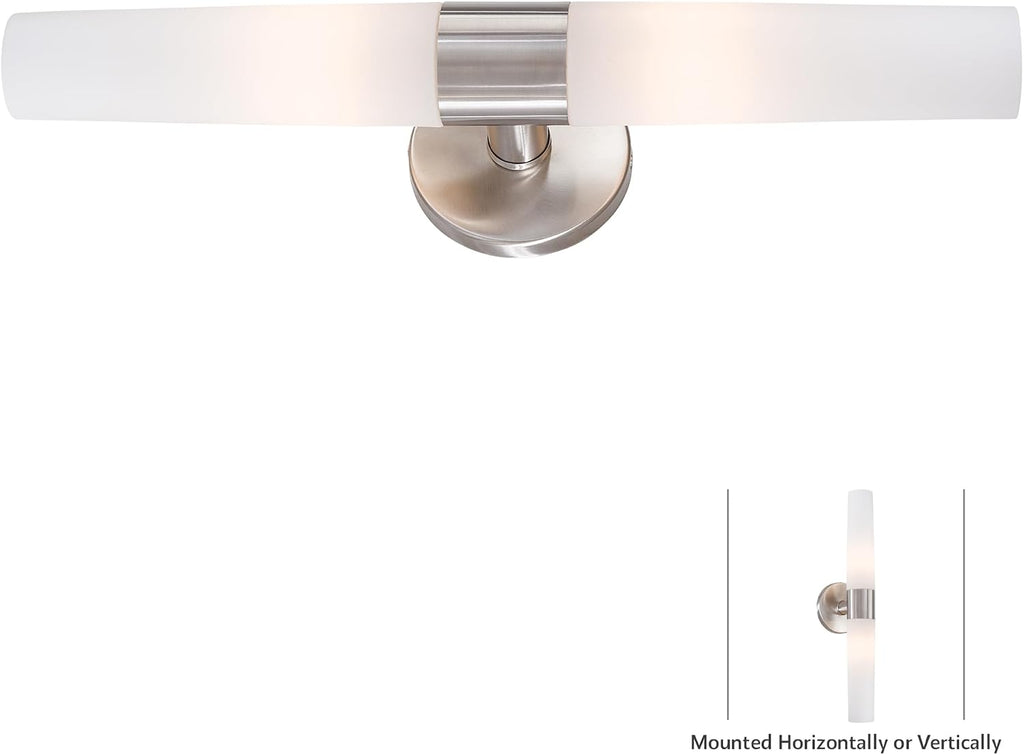 GEORGE KOVACS P5042-144 Saber Vanity Bath Light, 2-Light, 120 Total Watts, 4.75-in H x 20-in W, Brushed Stainless Steel
