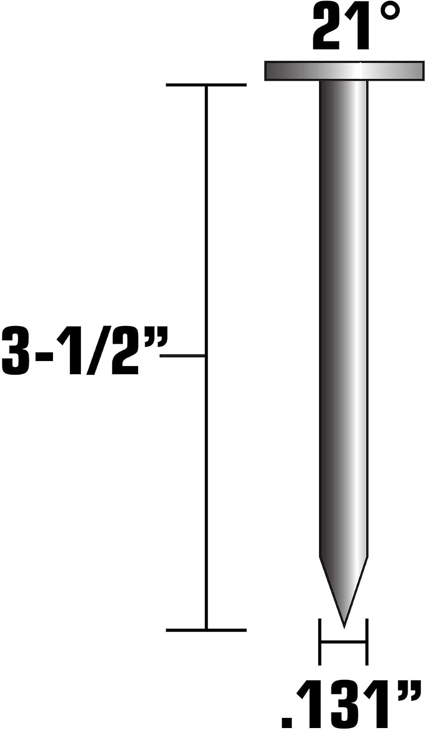Metabo HPT Framing Nails | 3-1/2 In. x .131 | 21 Degree | Full Round Head | Hot Dipped Galvanized | Smooth Shank | Plastic Strip | 4,000 Count | 10164HPT