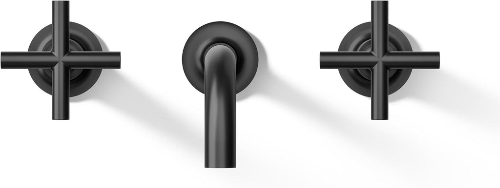 Kohler T14414-3-BL Purist® Wall-Mount Bathroom Sink Faucet Trim with Cross Handles, 1.2 gpm, Matte Black