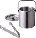 Ice Bucket 1.3L Portable Double Wall Stainless Steel Ice Bucket with Tong - Ice Buckets for Parties, Outdoor and Indoor Keeps Ice Cold & Dry