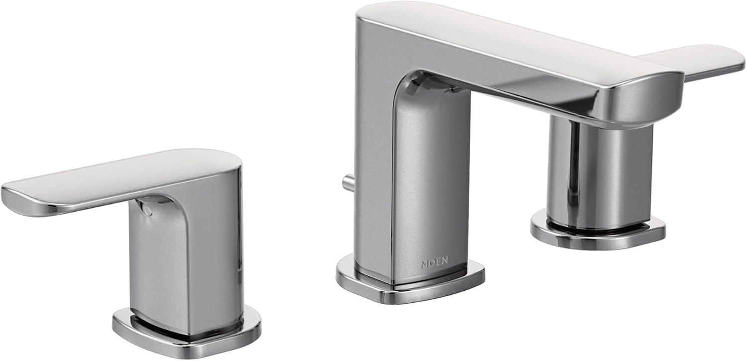 Moen Rizon Chrome Two-Handle Widespread Bathroom Faucet, Valve Required, T6920