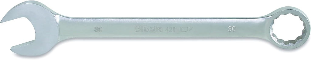 Beta 42INOX Metric 30mm Stainless Steel Combination Wrench | 12-Point Box End, 15° Offset | Corrosion-Resistant AISI 420 |Food Industry and Clean Room Safe