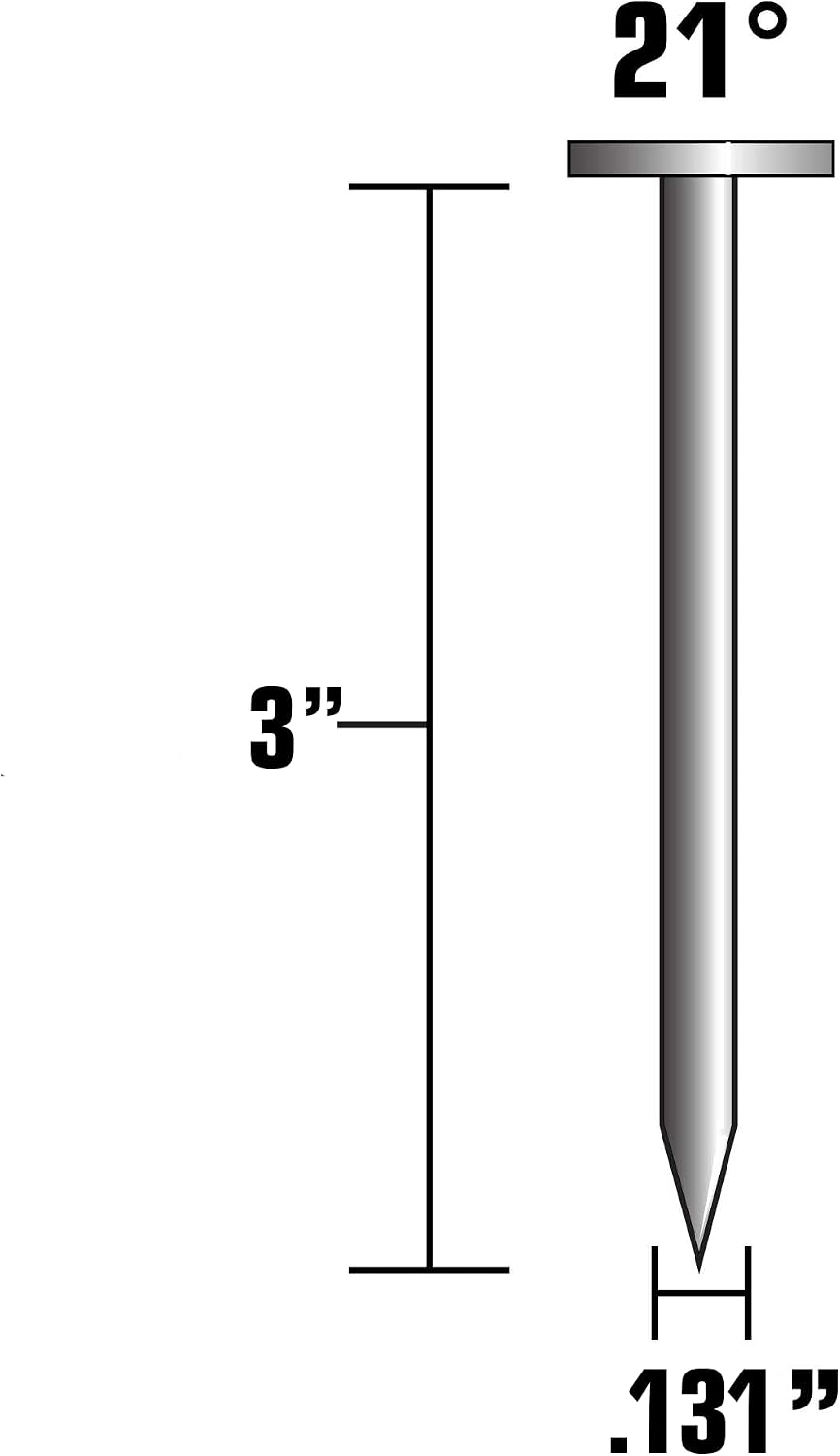 Metabo HPT Framing Nails | 3 In. x .131 | 21 Degree | Full Round Head | Bright Basic | Ring Shank | 4,000 Count | 10186HPT