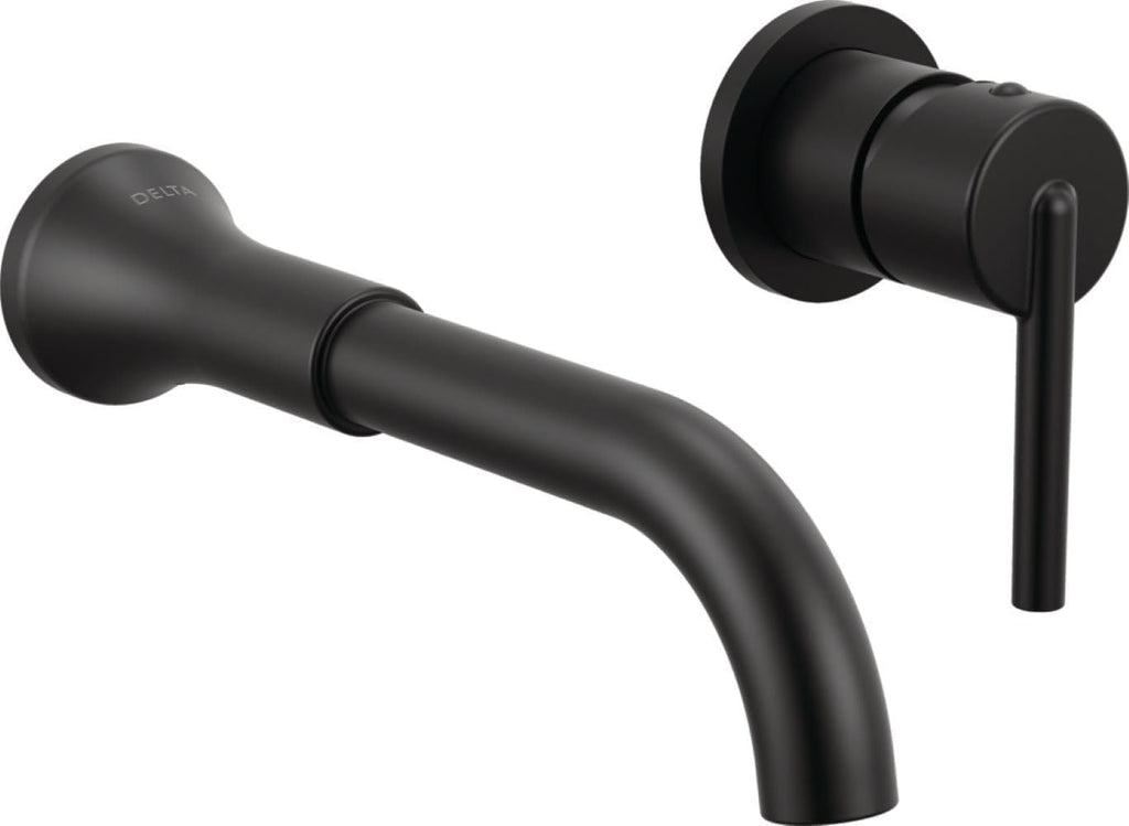 Delta Trinsic Wall Mount Bathroom Faucet 2 Hole, Matte Black Bathroom Sink Faucet for Vanity, Polished Nickel T3559LF-PNWL