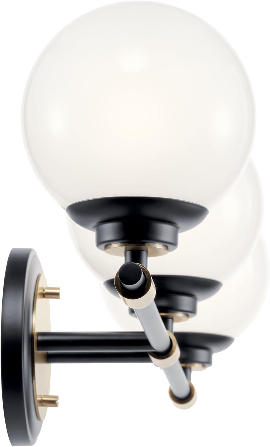 Kichler Benno 3-Light Bathroom Vanity Light Fixture with Opal Glass, Modern LED Lighting in Black and Champagne Bronze for Bathroom or Powder Room (8.75 x 24.5 in), 55172BKCPZ
