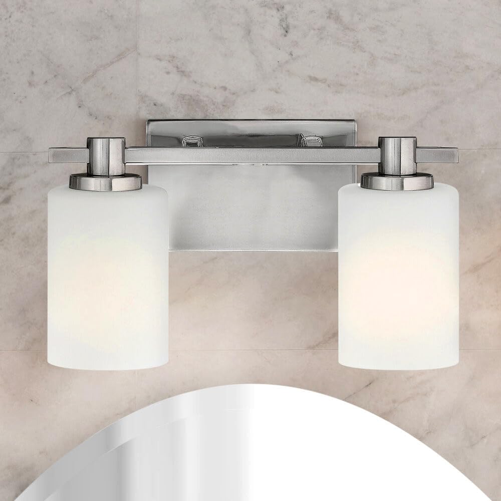 Hinkley Karlie Contemporary Modern Two Light Bathroom Vanity Fixture, Brushed Nickel