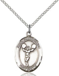 Bonyak Jewelry St. Christopher - Cheerleading Hand-Crafted Oval Medal Pendant in Sterling Silver