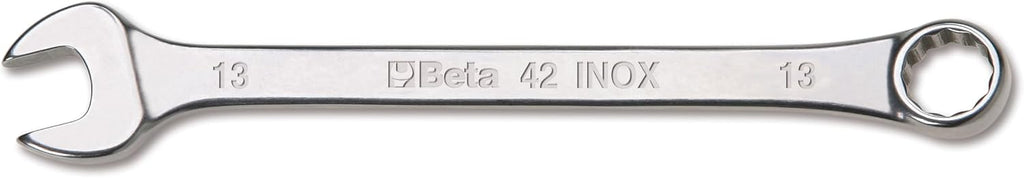 Beta 42INOX Metric 15mm Stainless Steel Combination Wrench | 12-Point Box End, 15° Offset | Corrosion-Resistant AISI 420 |Food Industry and Clean Room Safe
