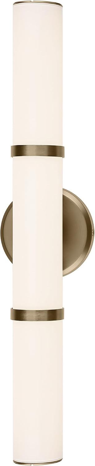 Kichler Rosh 24.25' LED Bathroom Vanity Light Fixture with White Glass in Champagne Bronze, Modern Minimalist Bath Bar for Mirror, Dimmable (24.25' W x 5' H), 55188CPZLED