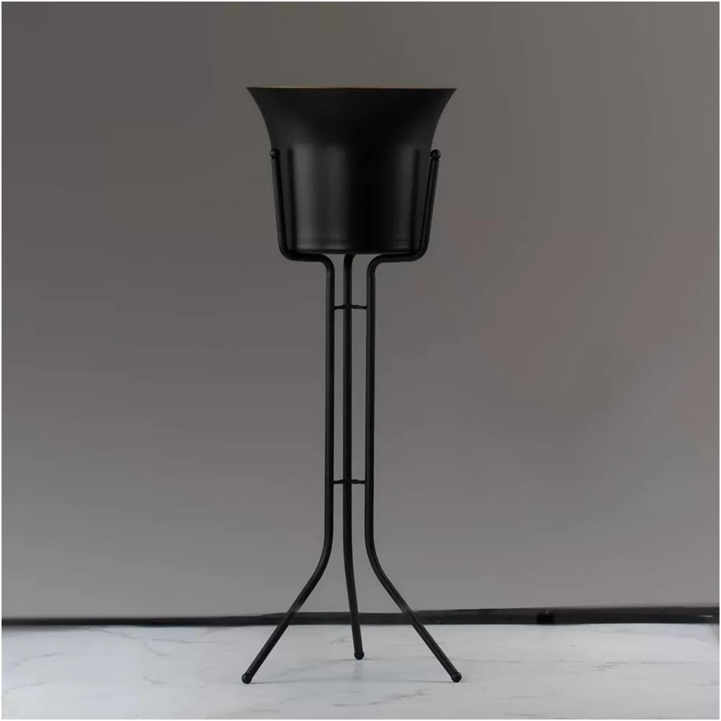 Ice Buckets for Parties, Stainless Steel Wine Ice Bucket with Steel Bucket Stand Wine Chiller on Stand Kitchen and Bar Ware Beverage Barware Accessories,for Home,Guest Rooms and Bar (Color : Black)