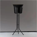 Ice Buckets for Parties, Stainless Steel Wine Ice Bucket with Steel Bucket Stand Wine Chiller on Stand Kitchen and Bar Ware Beverage Barware Accessories,for Home,Guest Rooms and Bar (Color : Black)