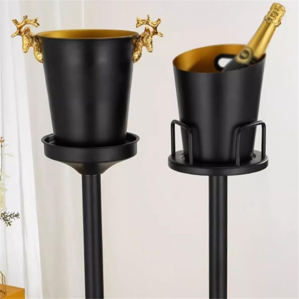 Ice Bucket Creative Ice Bucket Home Party Ice Wine Bucket Champagne Bucket Outdoor Vertical Stainless Steel High Ice Bucket Beverage Tub(Medium)