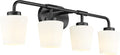 4-Light Black Bathroom Light Fixtures Over Mirror, White Glass | Vanity Lighting Fixtures with Milk White Glass, Vintage Farmhouse Wall Sconces Lighting, AD-22004-4W-BK