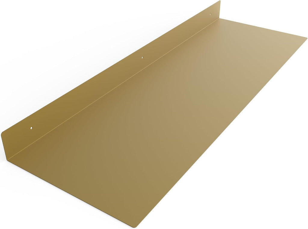 Linear Floating Shelf - Forged Raw USA Manufactured Steel - Industrial Heavy Duty Metal Wall Mounted Modern Rustic Shelf - Made in THE USA (36-inch x 12-inch Gold)