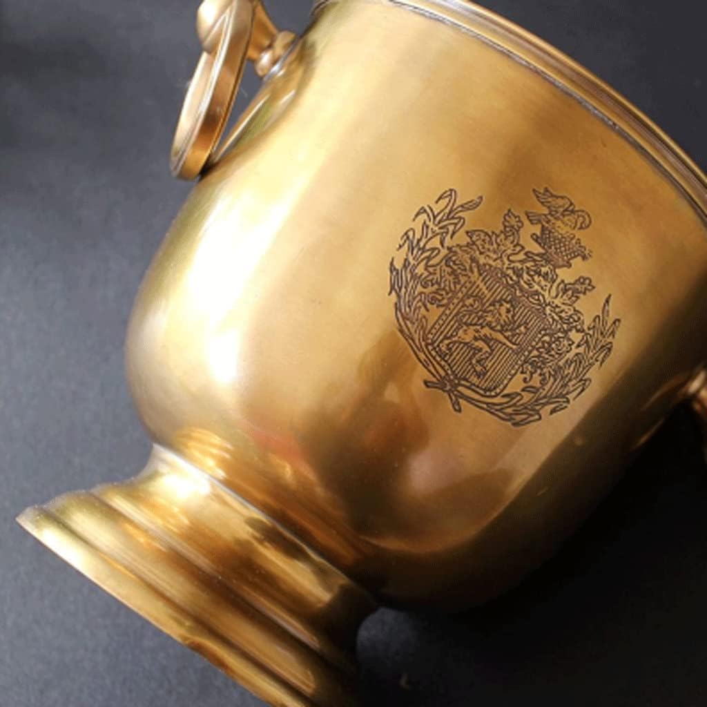 Ice Bucket Modern ice Bucket Ice Bucket Brass Thickened Material Luxury Vintage Wine Barrels, Champagne Barrels Bar Chilling Beer for Kitchen (Color : Small - with Ice Clip)