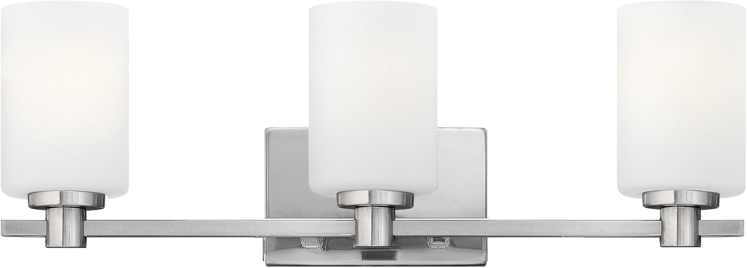 Hinkley Karlie Transitional Three Light Bathroom Vanity Fixture, Brushed Nickel
