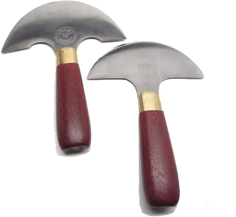 UJ Ramelson Co Set of 2 C.S. Osborne Leather Skiving Round Head Knife # 70 & 71 - Leather Working Saddle Making Craft DIY Forged Steel Blades Hardwood Handle - Made in USA