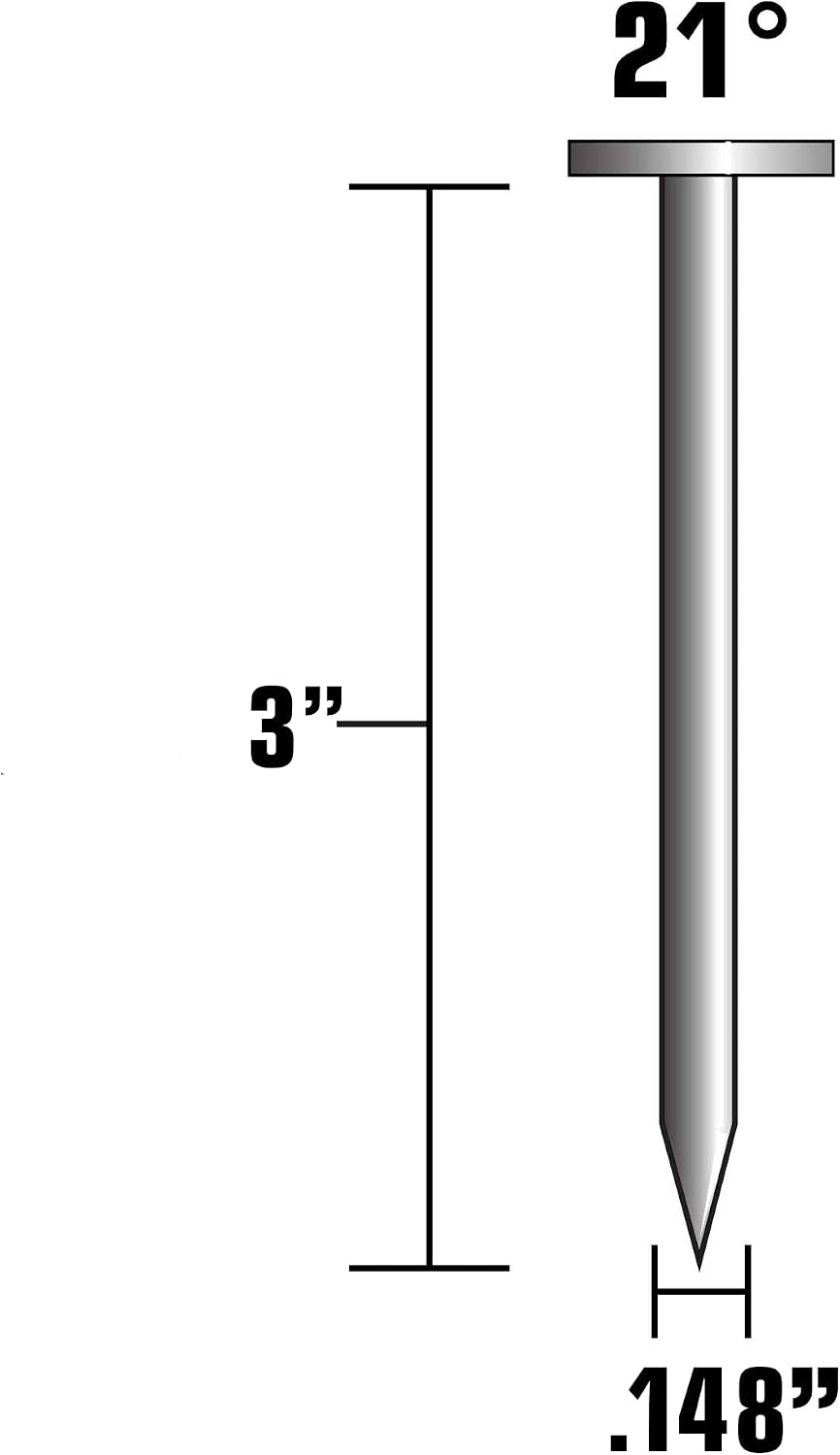 Metabo HPT Framing Nails | 3 In. x .148 | 21 Degree | Full Round Head | Bright Basic | Ring Shank | 4,000 Count | 10136HPT