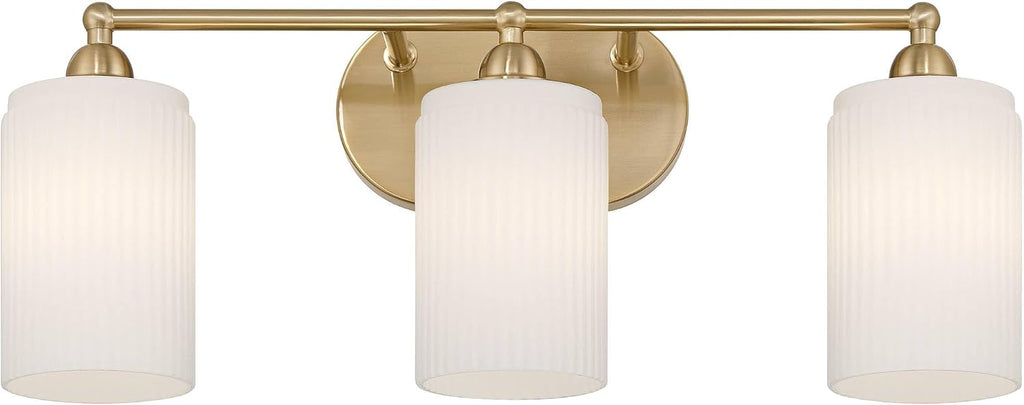 360 Lighting David 22' Wide Soft Gold and Fluted Glass 3-Light Bath Light