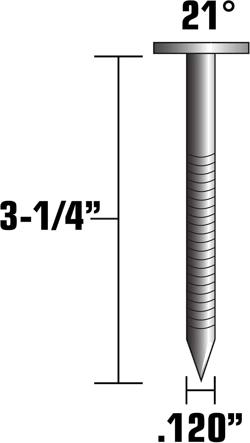 Metabo HPT Framing Nails | 3-1/4 In. x .120 | 21 Degree | Full Round Head | Ring Shank | Hot Dipped Galvanized | 4,000 Count | 10309HPT