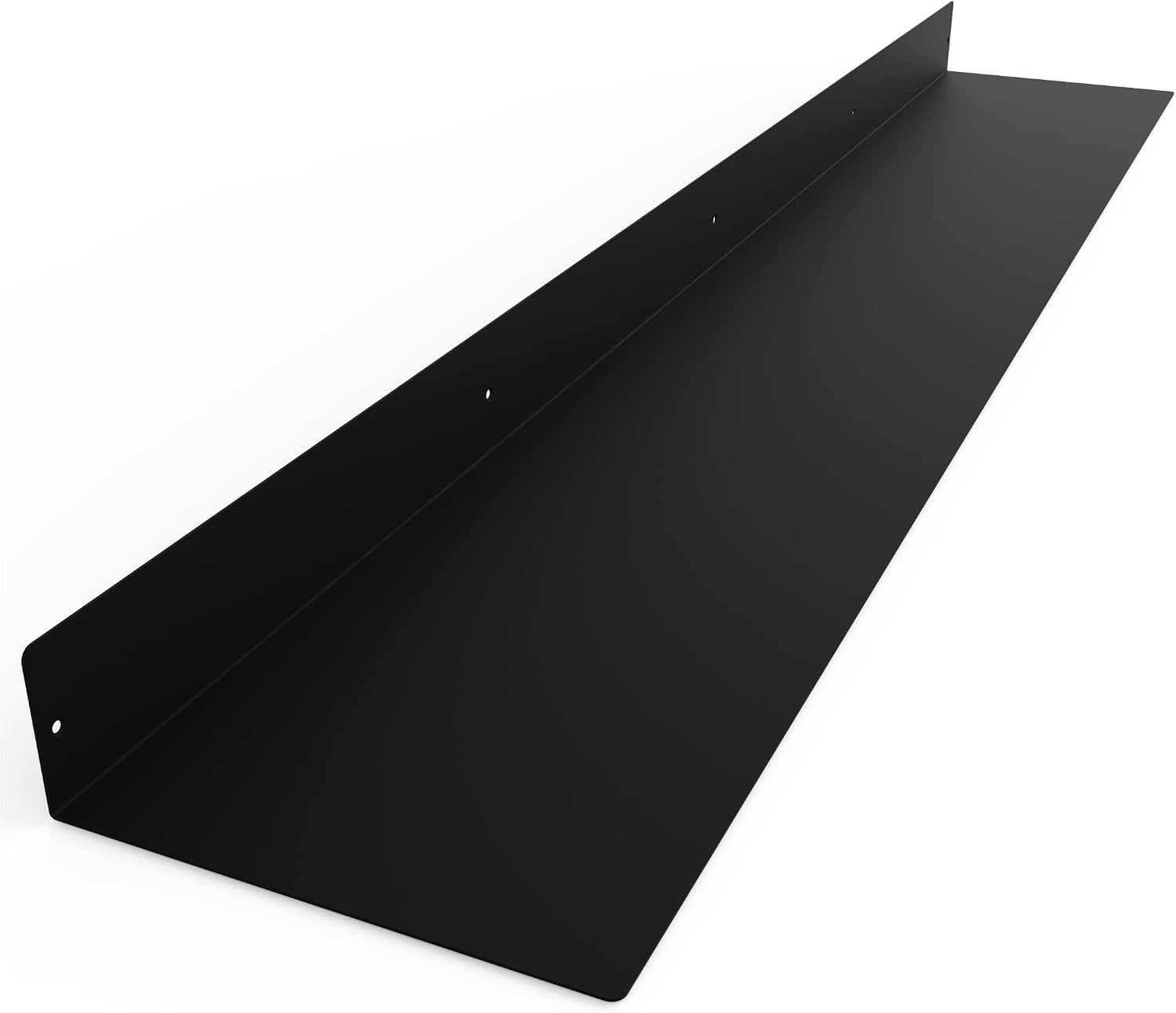 Linear Floating Shelf, Raw Blackened Steel, Made in USA, Heavy Duty Metal Wall Mount, Rustic & Modern Farmhouse Design (48'x8' Powder Coated Matte Black)