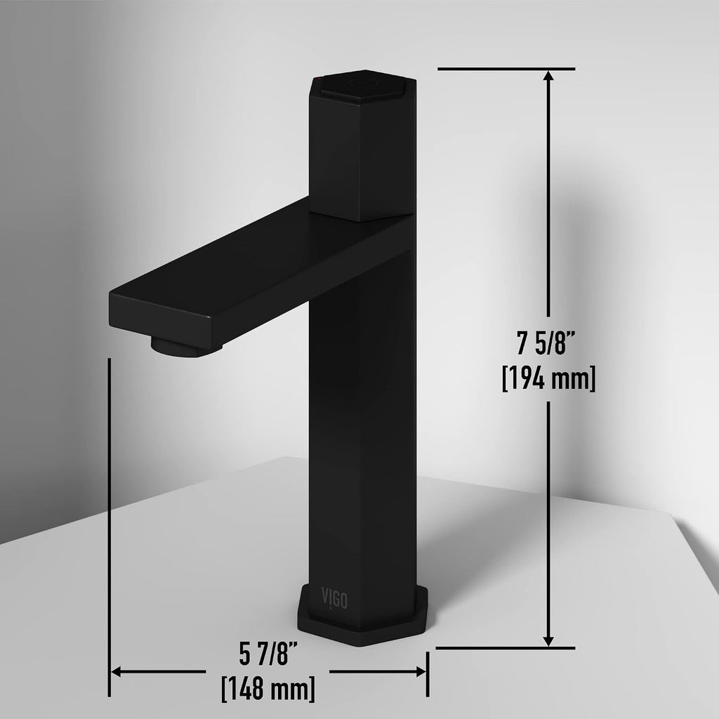 VIGO Nova Single-Handle Single-Hole Mount Bathroom Sink Faucet, 8-Inch, Matte Black, Modern Design, Solid Brass, 1.2 GPM WaterSense & Ceramic Disc Valve, Corrosion-Resistant
