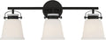 Savoy House 8-1627-3-BK Kaden Industrial Traditional White Opal Glass Bathroom Vanity Wall Light, 3-Light 180 Total Watts, 11' H x 26' W, Matte Black