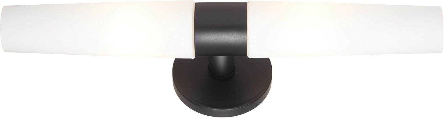 GEORGE KOVACS P5042-66A Saber Wall Sconce, 2-Light, 120 Total Watts, 5-in H x 20.25-in W, Coal Black