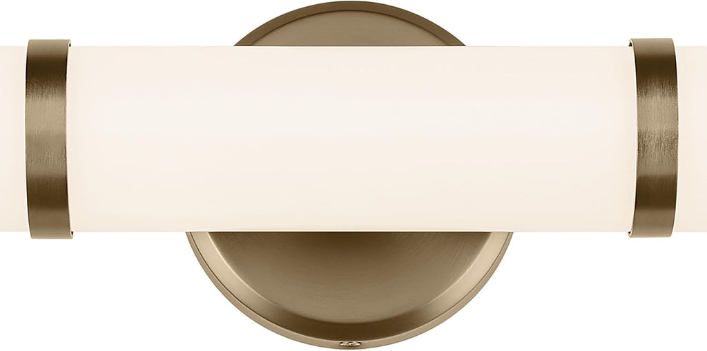 Kichler Rosh 24.25' LED Bathroom Vanity Light Fixture with White Glass in Champagne Bronze, Modern Minimalist Bath Bar for Mirror, Dimmable (24.25' W x 5' H), 55188CPZLED