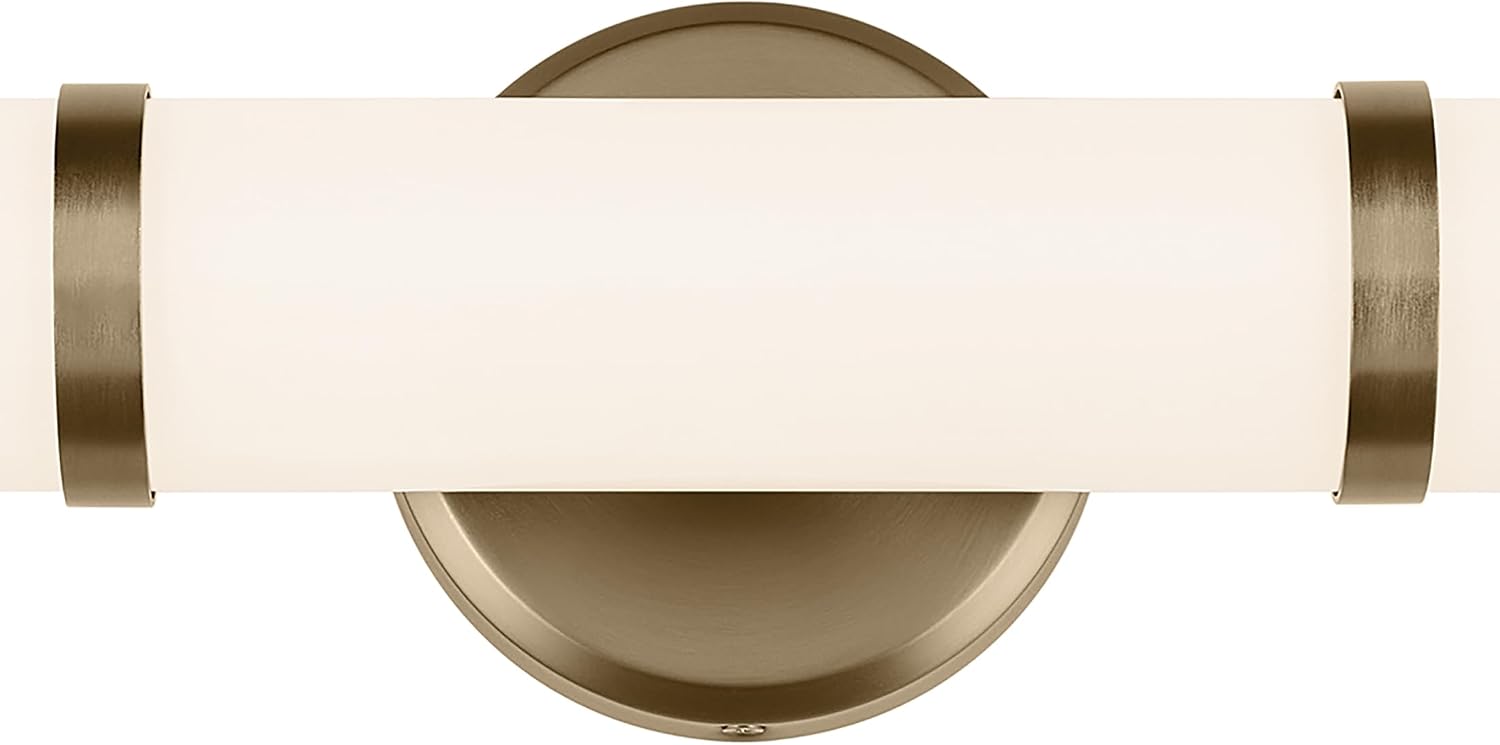 Kichler Rosh 24.25' LED Bathroom Vanity Light Fixture with White Glass in Champagne Bronze, Modern Minimalist Bath Bar for Mirror, Dimmable (24.25' W x 5' H), 55188CPZLED