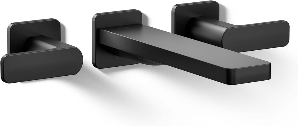 Kohler T23491-4-BL Parallel Two-Handle Wall Mount Bath Faucet Trim with Lever Handles, Matte Black
