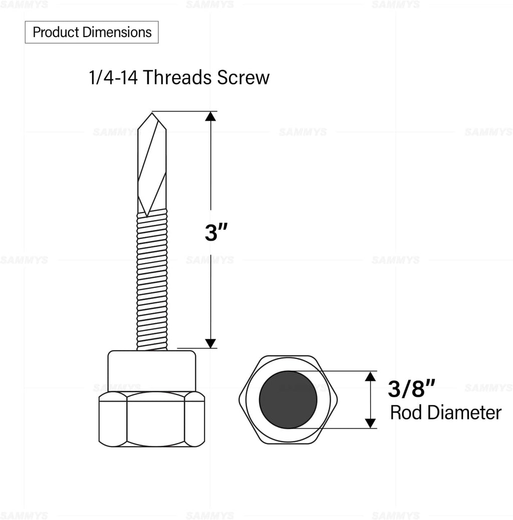 Everflow Sammys 8044957-100 DST 30 3/8 Inch Screw Vertical Threaded Rod Anchor Designed for Steel Structure, Steel with Electro-Zinc, Corrosion Resistance, 1/4-14 x 3 Inch Screw Length - (Pack of 100)