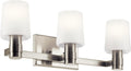 Kichler Adani 3-Light Vanity Light Fixture, Modern Bathroom Vanity Light with Opal Glass in Brushed Nickel for Bathroom or Powder Room Wall Mount (8.25' x 24'), 55176NI