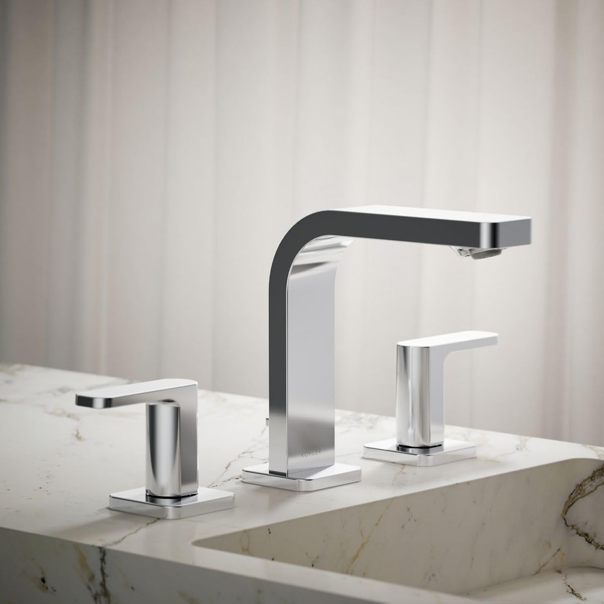 Kohler K-23484-4N-CP Parallel Widespread Bathroom Sink Faucet, .5 GPM, Lever Handles, Polished Chrome
