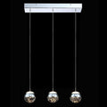 JoollySun Modern Crystal Pendant Light: 3 Globe Hanging Light Fixture for Kitchen Island Bathroom - Chrome