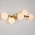 Gold Bathroom Vanity Light Fixtures: Modern Bath 5 Lights Brushed Golden Brass Wall Sconce Lighting - Vanity Light with Milk Globe Bubble Glass Shade - Midcentury Bathroom Lights Over Mirror G9 Base