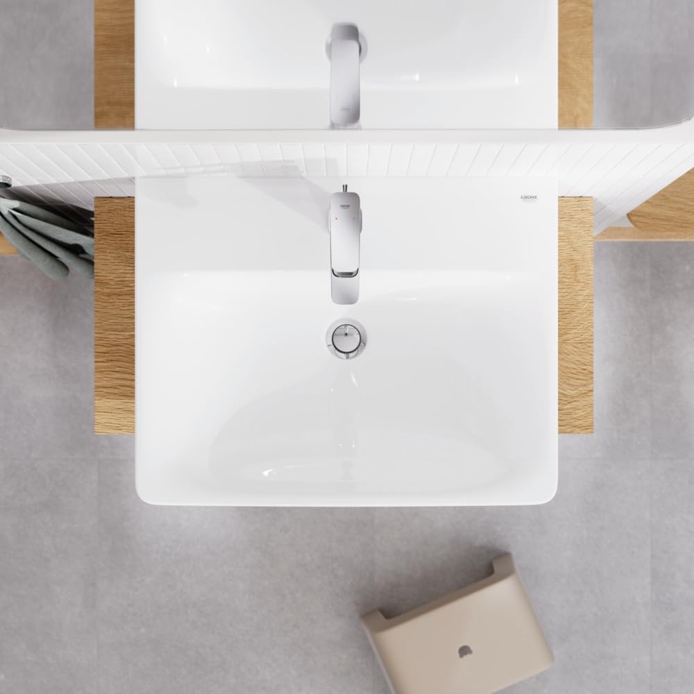 Grohe 1053490000 Cubeo Single Hole Single Handle S-Size Bathroom Faucet, Cold Start, 1.2 GPM, Starlight Chrome