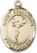 Bonyak Jewelry 14k Yellow Gold St. Sebastian/Cheerleading Medal, Size 3/4 x 1/2 inches - Catholic Inspirations