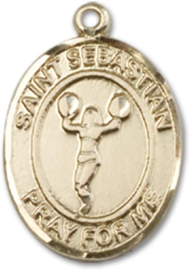 Bonyak Jewelry 14k Yellow Gold St. Sebastian/Cheerleading Medal, Size 3/4 x 1/2 inches - Catholic Inspirations